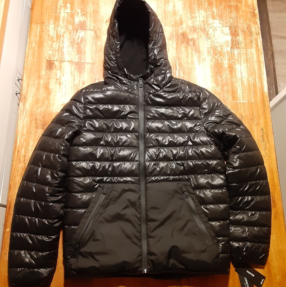 Kenneth Cole NY Quilted Faux Fur Full Zip Jacket
